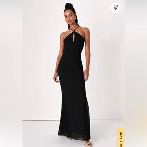 Here for Amour Black Halter Neck Mermaid Maxi Dress